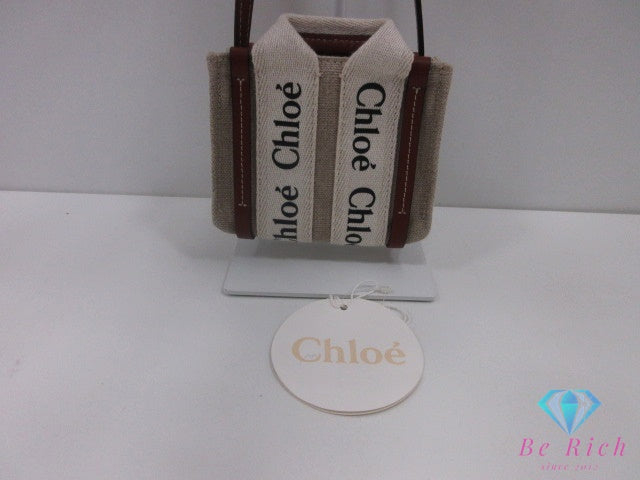 クロエ Chloe ウッディ ナノ ショルダーバッグ CHC22AP235 ベージュ ブラウン 茶 レザー ロゴ クロスボディ ハンドバッグ 鞄 【中古】【送料無料】 bk10319