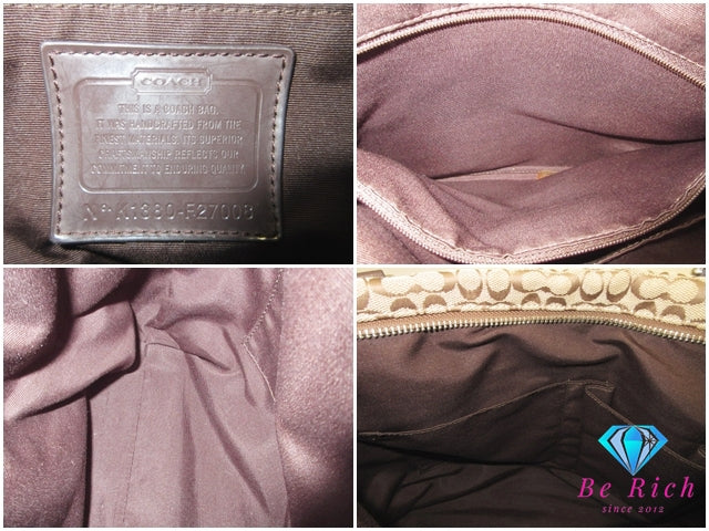 コーチ トートバッグ F27008 シグネチャー 茶 ブラウン レザー キャンバス ショルダーバッグ ハンドバッグ COACH 【中古】【送料無料】 bk10368