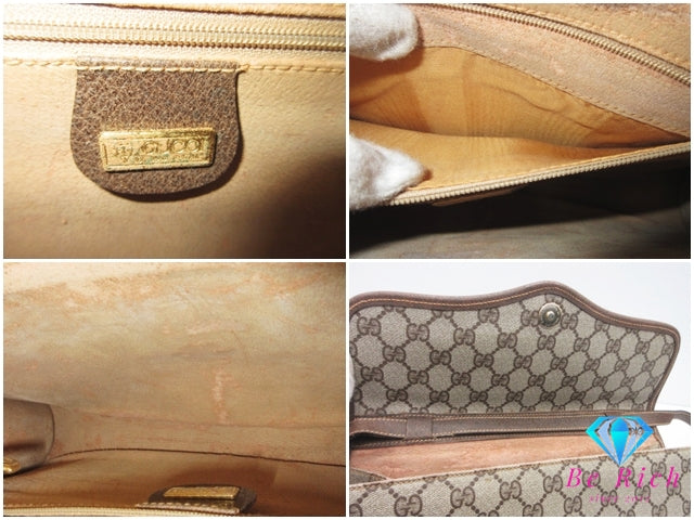 グッチ 2way ショルダーバッグ 004.161.0670 茶 ブラウン GG スプリーム PVC レザー クラッチバッグ セカンドバッグ オールド GUCCI 【中古】【送料無料】 bk10379