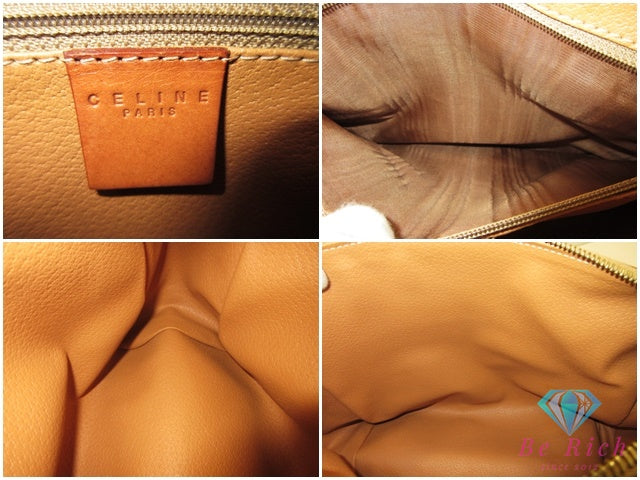 セリーヌ CELINE ミニ ボストンバッグ ハンドバッグ マカダム PVC レザー ブラウン 茶 ブラゾン ロゴ 手提げ 旅行 鞄 【中古】【送料無料】 bk10444