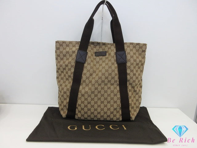 グッチ GUCCI トートバッグ 189669 GG ベージュ ブラウン キャンバス レザー ロゴ ショルダーバッグ ハンドバッグ 肩掛け 鞄 【中古】【送料無料】 bk10602