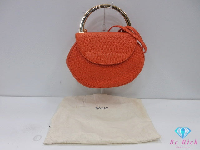 バリー BALLY 2way ハンドバッグ ショルダーバッグ キルティング オレンジ ゴールド 金具 レザー ロゴ クロスボディ 鞄【中古】【送料無料】bk10613