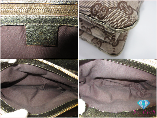 グッチ GUCCI ハンドバッグ 131324 GG ベージュ ブラウン カーキ キャンバス レザー ロゴ ショルダーバッグ トートバッグ 肩掛け 鞄 【中古】【送料無料】 bk10661