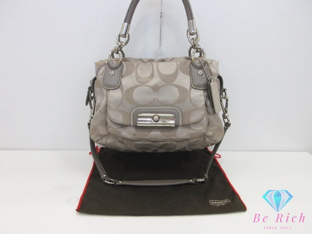 コーチ COACH シグネチャー 2way ハンドバッグ ショルダーバッグ 16812 サテンキャンバス レザー ロゴ クロスボディ 鞄 【中古】【送料無料】 bk10709