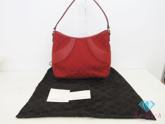 グッチ GUCCI ワンショルダーバッグ 113012 GG 赤 レッド キャンバス レザー ロゴ セミショルダー ハンドバッグ 鞄 【中古】【送料無料】bk10715
