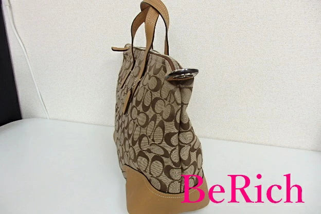 コーチ ハンドバッグ F31841 ハドリー シグネチャー 茶 ブラウン キャンバス レザー ジップ サッチェル COACH 【中古】【送料無料】 bk6126
