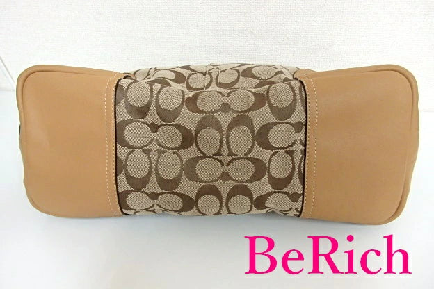コーチ ハンドバッグ F31841 ハドリー シグネチャー 茶 ブラウン キャンバス レザー ジップ サッチェル COACH 【中古】【送料無料】 bk6126