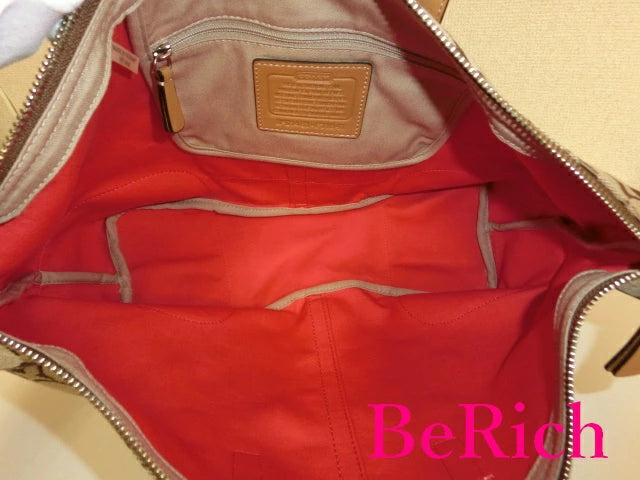 コーチ ハンドバッグ F31841 ハドリー シグネチャー 茶 ブラウン キャンバス レザー ジップ サッチェル COACH 【中古】【送料無料】 bk6126