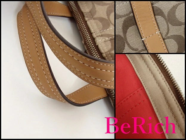コーチ ハンドバッグ F31841 ハドリー シグネチャー 茶 ブラウン キャンバス レザー ジップ サッチェル COACH 【中古】【送料無料】 bk6126