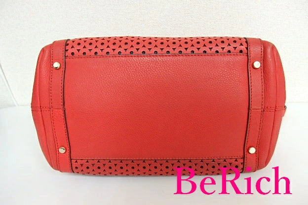 ケイト スペード kate spade 2way ショルダーバッグ PXRU4041 マーサー アイル スローン レッド 赤 パンチング レザー トートバッグ ロゴ 肩掛け 鞄 【中古】【送料無料】 bk6199