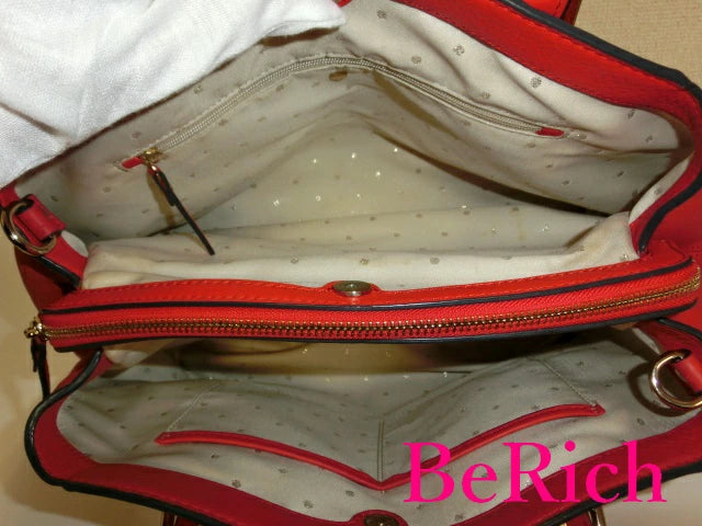 ケイト スペード kate spade 2way ショルダーバッグ PXRU4041 マーサー アイル スローン レッド 赤 パンチング レザー トートバッグ ロゴ 肩掛け 鞄 【中古】【送料無料】 bk6199