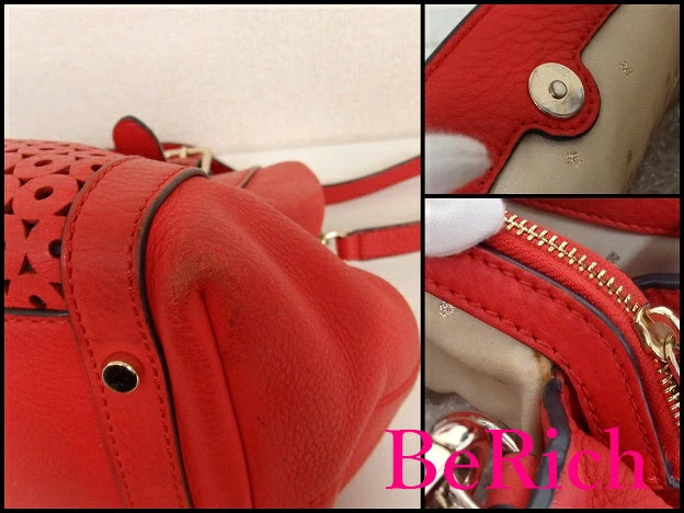 ケイト スペード kate spade 2way ショルダーバッグ PXRU4041 マーサー アイル スローン レッド 赤 パンチング レザー トートバッグ ロゴ 肩掛け 鞄 【中古】【送料無料】 bk6199