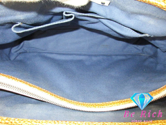セリーヌ CELINE ハンドバッグ マカダム ホワイト 白 オレンジ PVC キャンバス ロゴ 手提げ 鞄 【中古】【送料無料】 bk6893
