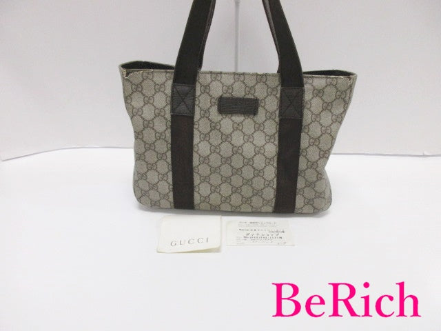 グッチ GUCCI トートバッグ 141976 ベージュ 茶 ブラウン PVC レザー ロゴ スプリーム ハンドバッグ ショルダーバッグ 鞄 【中古】【送料無料】bk8202