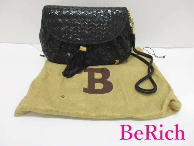 バリー BALLY ショルダーバッグ ブラック 黒 レザー ロゴ オールド ヴィンテージ ハンドバッグ 肩掛け 斜め掛け 鞄 【中古】【送料無料】bk8245