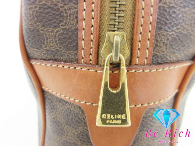 セリーヌ CELINE ハンドバッグ MC9712 マカダム ブラウン 茶 PVC レザー ブラゾン ロゴ ショルダーバッグ 鞄 【中古】【送料無料】 bk8346