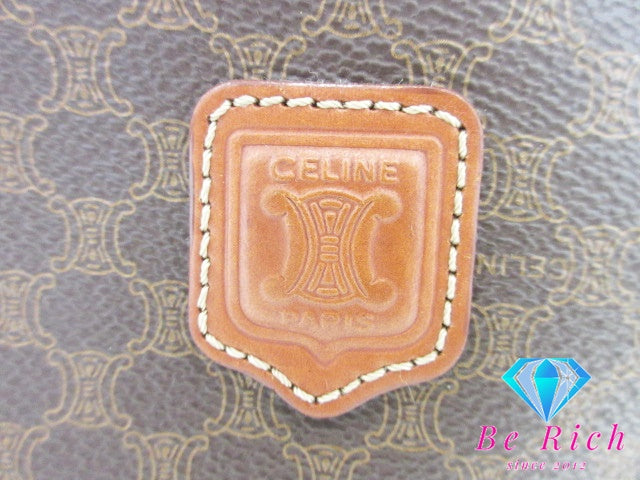 セリーヌ CELINE ハンドバッグ MC9712 マカダム ブラウン 茶 PVC レザー ブラゾン ロゴ ショルダーバッグ 鞄 【中古】【送料無料】 bk8346