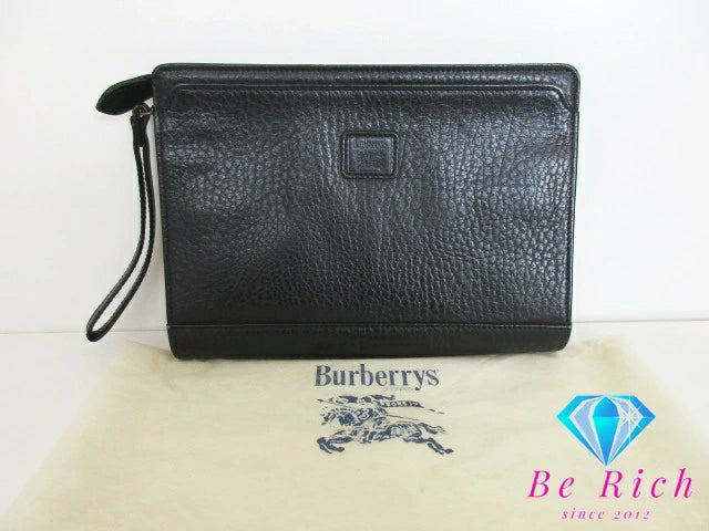 バーバリー BURBERRY クラッチバッグ セカンドバッグ 黒 ブラック レザー【中古】【送料無料】 bk8430