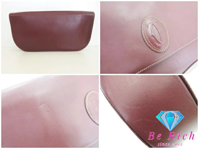 カルティエ Cartier セカンドバッグ クラッチバッグ マスト ライン ボルドー レザー ロゴ ポーチ ハンドバッグ 手持ち 鞄 【中古】【送料無料】 bk8437