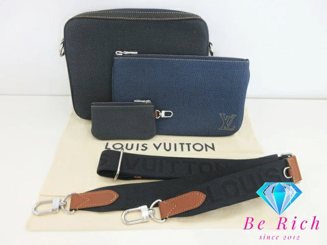 ルイ ヴィトン LOUIS VUITTON トリオ メッセンジャー ショルダーバッグ M21544 ネイビー 紺 ポーチ付き LV ロゴ ポシェット ボディバッグ 鞄 【中古】【送料無料】bk8488