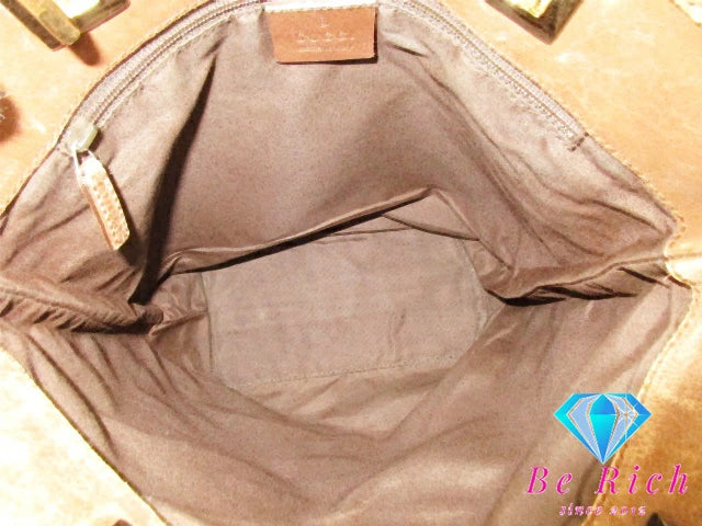 グッチ GUCCI ハンドバッグ トートバッグ GG キャンバス レザー ブラウン 茶 ロゴ 鞄 手提げ レディース【中古】【送料無料】bk8569