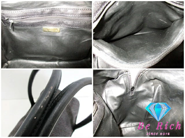 イヴ サンローラン YVES SAINT LAURENT ミニ ボストンバッグ 黒 ブラック PVC レザー YSL ロゴ ハンドバッグ 鞄 【中古】【送料無料】 bk8607