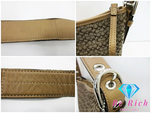 コーチ COACH ショルダーバッグ F10944 ミニ シグネチャー カーキ ベージュ キャンバス レザー ロゴ ハンドバッグ クロスボディ 斜め掛け 鞄 【中古】【送料無料】 bk8730