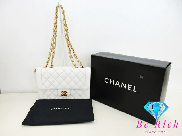 シャネル CHANEL マトラッセ シングル フラップ チェーン ショルダーバッグ ラム スキン 白 ホワイト アイボリー ココマーク CC ロゴ 鞄 【中古】【送料無料】 bk9151