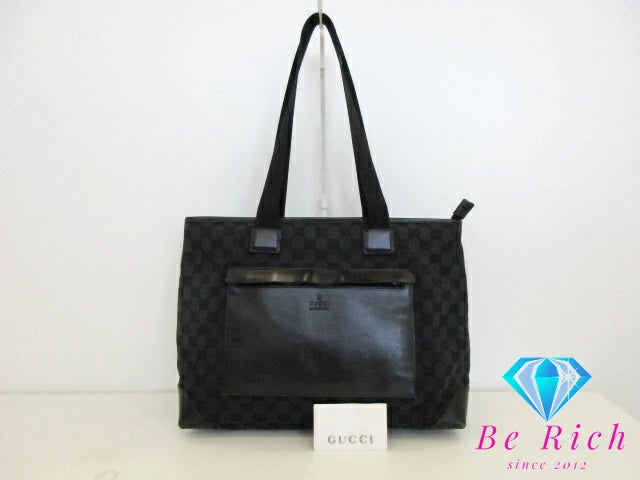 グッチ GUCCI トートバッグ 34339 GG ブラック 黒 キャンバス レザー ロゴ ハンドバッグ 肩掛け 鞄 レディース【中古】【送料無料】 bk9199