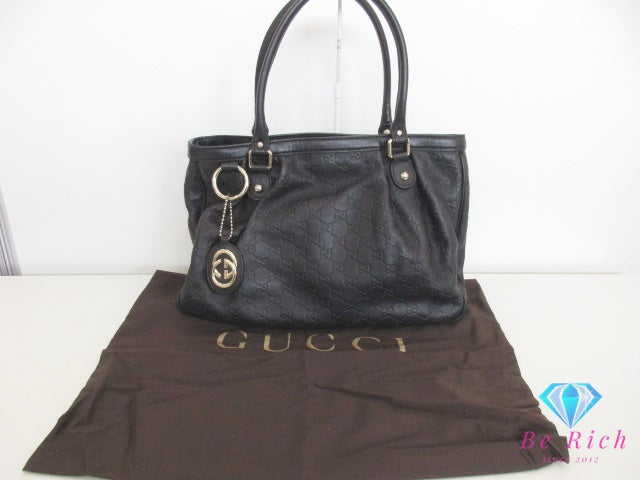 グッチ GUCCI トートバッグ ショルダーバッグ 296835 スーキー GG シマ ブラック レザー ロゴ ハンドバッグ【中古】【送料無料】 bk9203