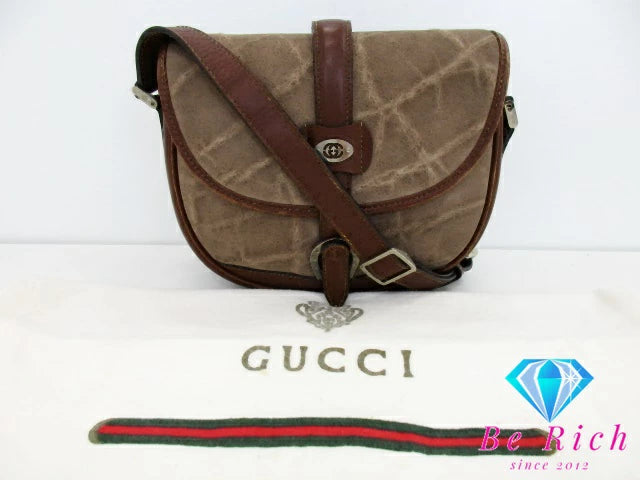 グッチ GUCCI ショルダーバッグ 007.14.0004 茶 ブラウン エレファント レザー ロゴ オールド ヴィンテージ 肩掛け 斜め掛け ポシェット 鞄 【中古】【送料無料】 bk9340