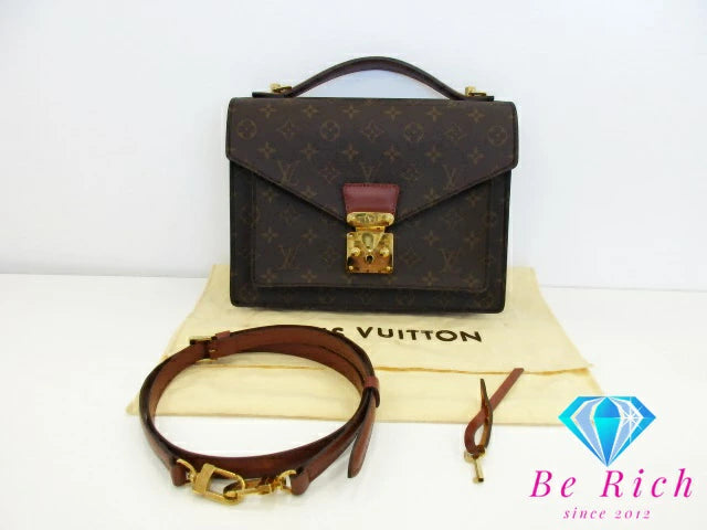 ルイ ヴィトン LOUIS VUITTON モノグラム モンソー 26 M51187 LV ロゴ ブラウン 茶 PVC レザー ショルダーバッグ ハンドバッグ ビジネス 手提げ クラッチバッグ 鞄【中古】【送料無料】bk9378