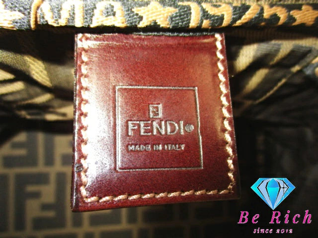 フェンディ FENDI バニティバッグ ハンドバッグ ポーチ 26554 ズッカ ブラウン 茶 キャンバス レザー ロゴ 化粧 コスメ アクセサリーポーチ 鞄 折り畳み 【中古】【送料無料】 bk9389