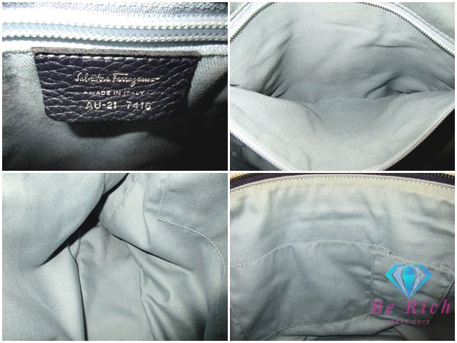 フェラガモ Salvatore Ferragamo 2way トートバッグ AU21 7416 ガンチーニ ブラック 黒 キャンバス レザー【中古】【送料無料】 bk9448