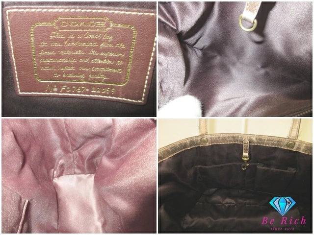 コーチ COACH ショルダーバッグ トートバッグ シグネチャー 11099 茶 ブラウン キャンバス レザー ロゴ 肩掛け 鞄 【中古】【送料無料】 bk9551