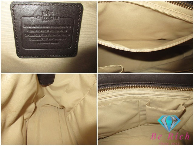 コーチ COACH トートバッグ シグネチャー キャンダス キャリーオール F25402 カーキ マホガニー ブラウン 茶 キャンバス レザー ロゴ ミニ ハンドバッグ ショルダーバッグ 鞄 candace 【中古】【送料無料】 bk9583