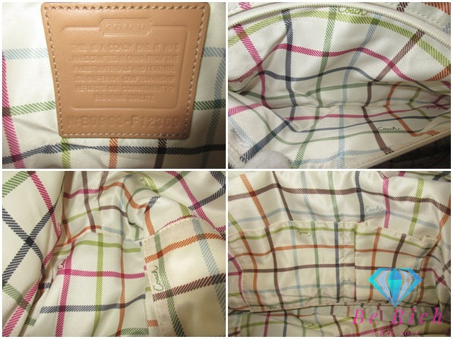 コーチ COACH ブリーカー シグネチャー トートバッグ F12369 カーキ ベージュ キャンバス レザー ロゴ ショルダーバッグ ハンドバッグ 鞄 【中古】【送料無料】 bk9614