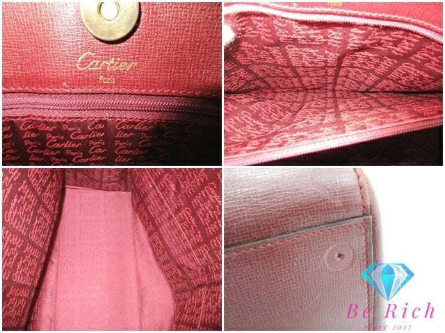 カルティエ Cartier トートバッグ ハンドバッグ マストライン ボルドー レザー ロゴ ショルダーバック 鞄 【中古】【送料無料】 bk9693