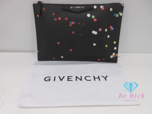 ジバンシィ GIVENCHY クラッチバッグ 黒 ブラック マルチカラー PVC レザー ロゴ セカンドバッグ 手持ち 鞄 ジバンシー 【中古】【送料無料】 bk9826