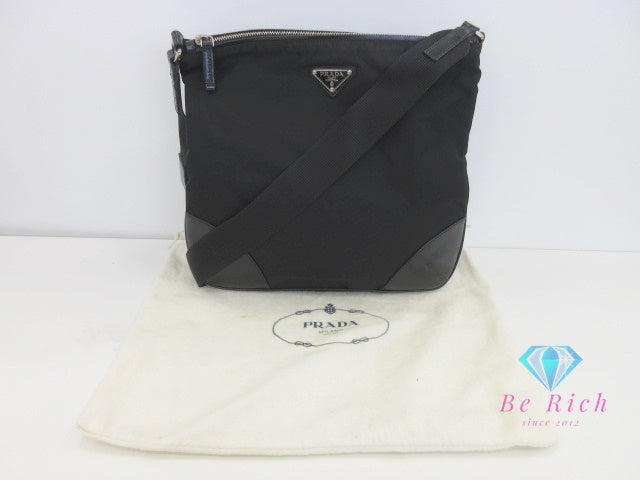 プラダ PRADA 斜め掛け ショルダーバッグ ブラック 黒 ナイロン ポコノ 三角 プレート ロゴ バッグ 鞄 メンズ レディース 【中古】【送料無料】 bk9856