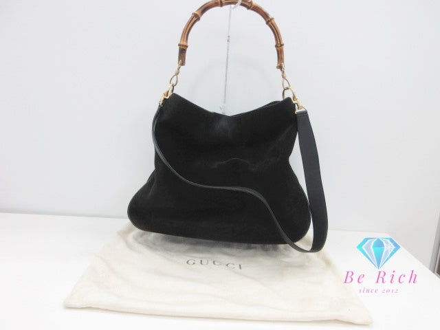 グッチ GUCCI 2way ハンドバッグ ショルダーバッグ 001.0166.1577 バンブー ハンドル ブラック 黒 レザー トート ロゴ 手提げ 肩掛け 鞄 【中古】【送料無料】 bk9895