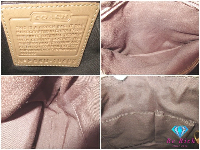 コーチ COACH 2way ショルダーバッグ 10403 シグネチャー ミディアム ダッフル カーキ ブラウン 茶 キャンバス レザー ロゴ クロスボディ 斜め掛け 鞄 【中古】【送料無料】 bk9939