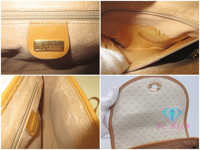 グッチ GUCCI ショルダーバッグ マイクロ GG 001 58 0930 PVC レザー ロゴ ベージュ ブラウン ポシェット 肩掛け 【中古】【送料無料】 bk9974