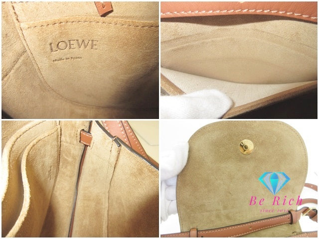 美品 ロエベ LOEWE アナグラム ゲートデュアル ミニ ショルダーバッグ A650N46X10 ベージュ ブラウン キャンバス レザー ロゴ 肩掛け 鞄【中古】【送料無料】 bk9981