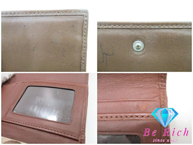 コーチ COACH 三つ折り財布 長財布 42814 プリーテッド シグネチャー チェックブック 付 キャンバス レザー ロゴ 二つ折り財布 ロング ウォレット 【中古】【送料無料】bs2966