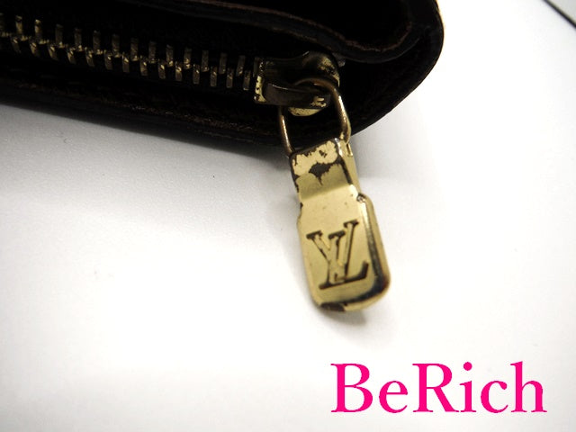 ルイ ヴィトン コンパクト ジップ M61667 モノグラム 茶 ブラウン PVC レザー 二つ折り 財布 LOUIS VUITTON 【中古】【送料無料】 bs3195