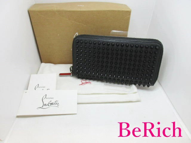 クリスチャン ルブタン ラウンドファスナー 長財布 1165044 パネトーネ 黒 ブラック スタッズ レザー ウォレット CHRISTIAN LOUBOUTIN 【中古】【送料無料】bs3263