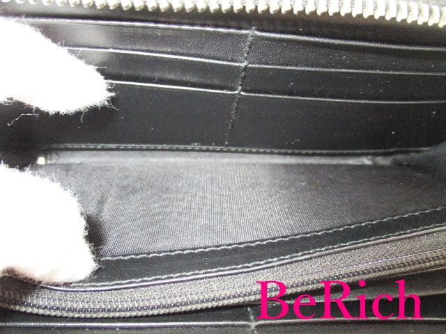 グッチ GUCCI ラウンドファスナー 長財布 307982 GG インプリメ ブラック 黒 PVC レザー ロゴ 二つ折り財布 ロング ウォレット 【中古】【送料無料】bs3380