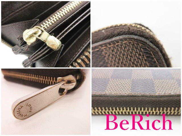 ルイ ヴィトン LOUIS VUITTON 二つ折り財布 ダミエ ジッピーウォレット N60015 エベヌ ラウンド ファスナー 長財布 ロング ウォレット 【中古】【送料無料】 bs3390