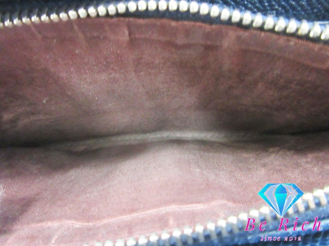 ブルガリ BVLGARI ラウンドファスナー 長財布 284115 ネイビー 紺 レザー ロゴ 二つ折り財布 ロング ウォレット 【中古】【送料無料】 bs3395